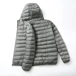 Spring Autumn Fashion Brand Ultra Light Duck Down Jacket Mens Korean Streetwear Feather Coat Hooded Down Jacket Warm Men Clothes