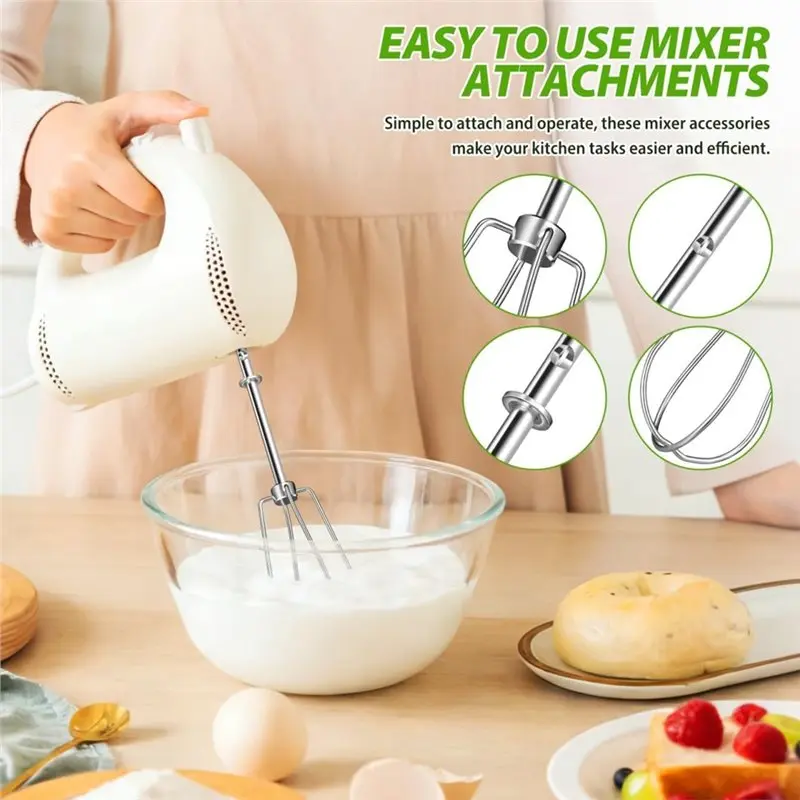 B82B-Set Of 2 Replacement For Electric Hand Mixer Whisk Attachments-Made Of Stainless Steel For Beating Protein And Dough