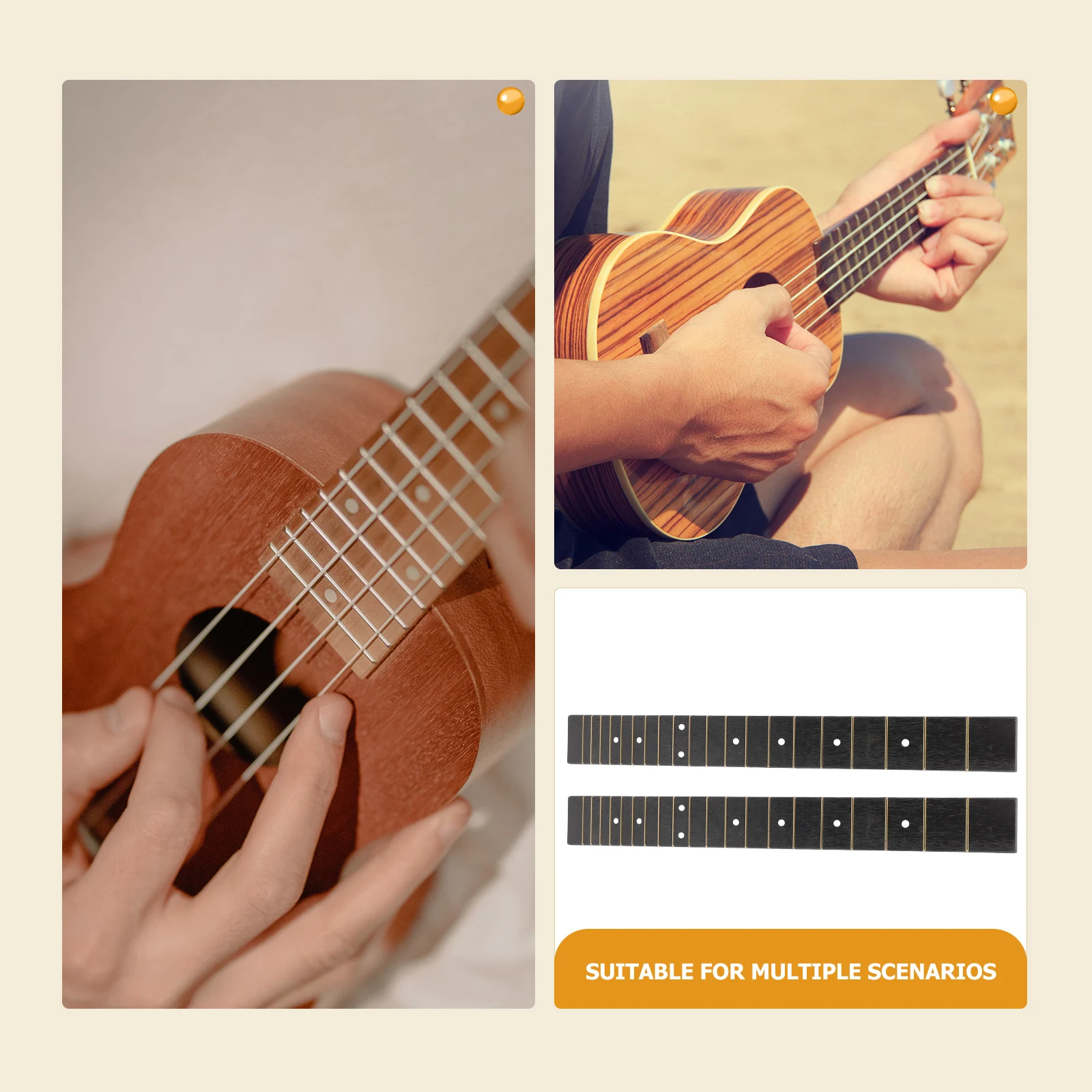 

2Pcs Ukulele Guitar Fretboard Replacement Durable ABS Fingerboard for Acoustic Folk Guitar Accessory Parts Ukulele Fret Board