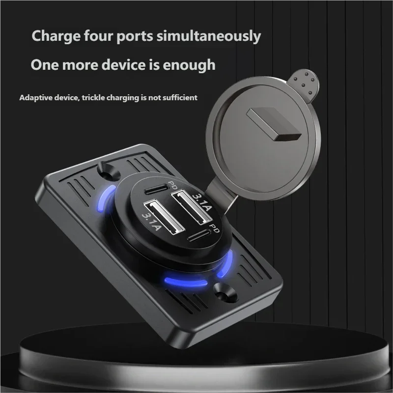 12V-24V Dual USB QC3.0 PD 3.1A/2.1A Car Charger Socket Quick Charge with Sliding Cap Outlet Panel Adapter for Truck Camper RV image 3