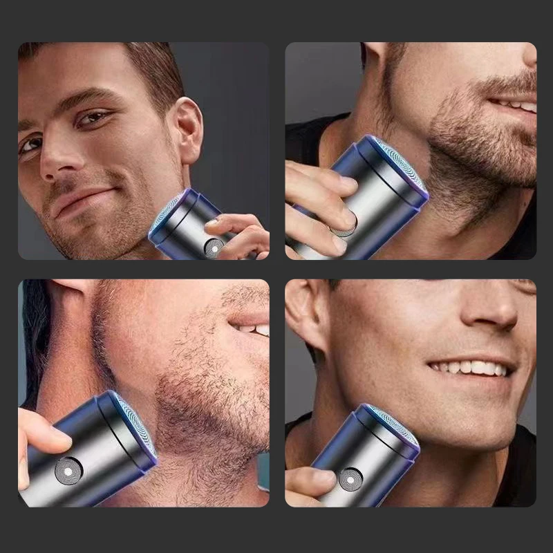 Mini barbeador elétrico masculino, veículo, viagens de negócios, aparador de barba, recarregável por usb, carregamento tipo c, ferramenta de limpeza facial