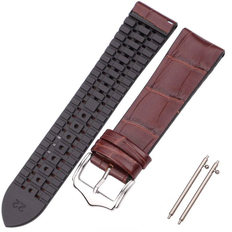 DUTRIEUX Echtes Leder Uhr Band Armband Männer Frauen 10 Farben Gummi Wasserdicht Atmungsaktiv Armband 18mm 20mm 22mm Strap zubehör 5
