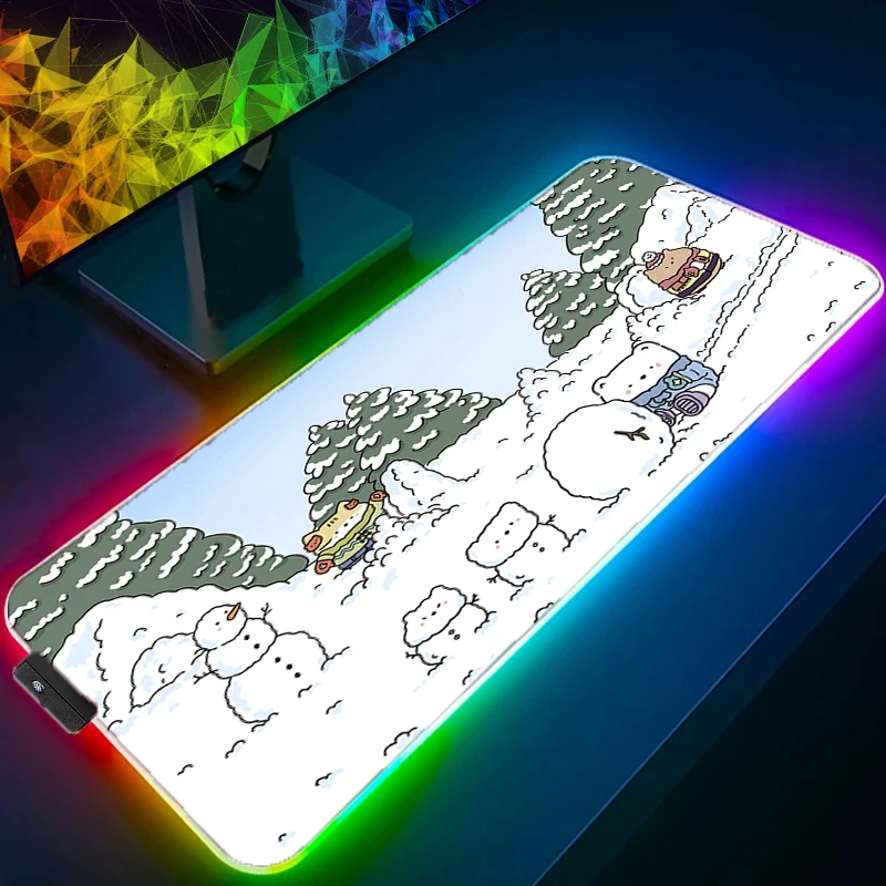 RGB LED Mouse Pad Laptop Non-slip Esports Office Laptop Desk Mat Animal Party Game Player Mousepad PC Accessories Keyboard Pad