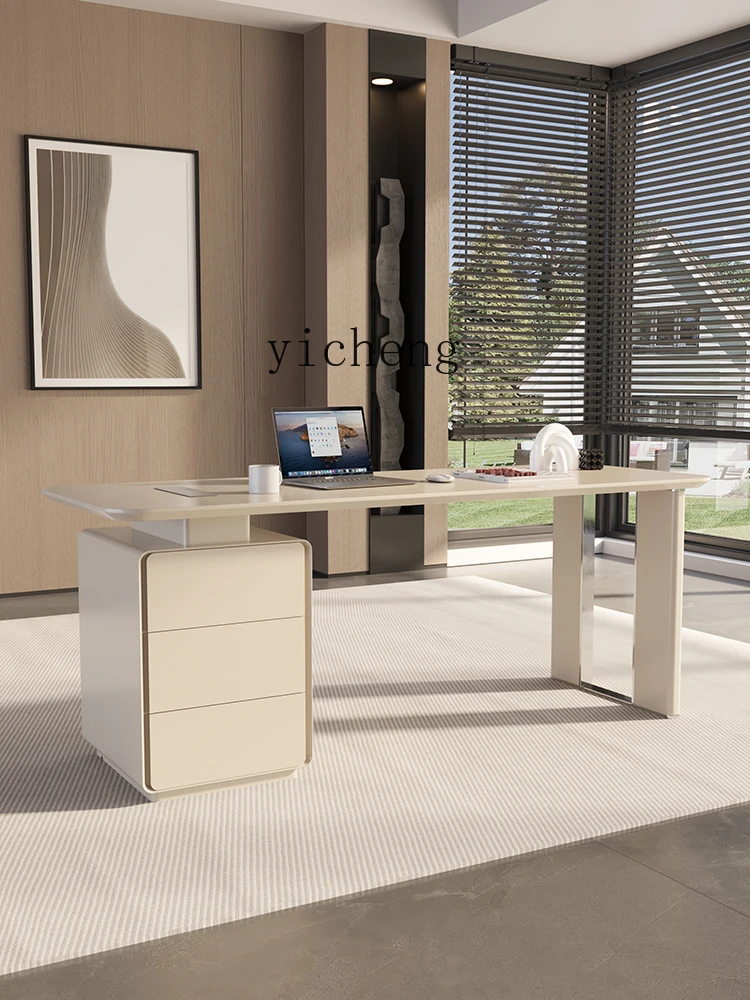 ZC Solid Wood Desk High-End Office Desk and Chair Combination Modern Simple Home Study High-End Computer Desk