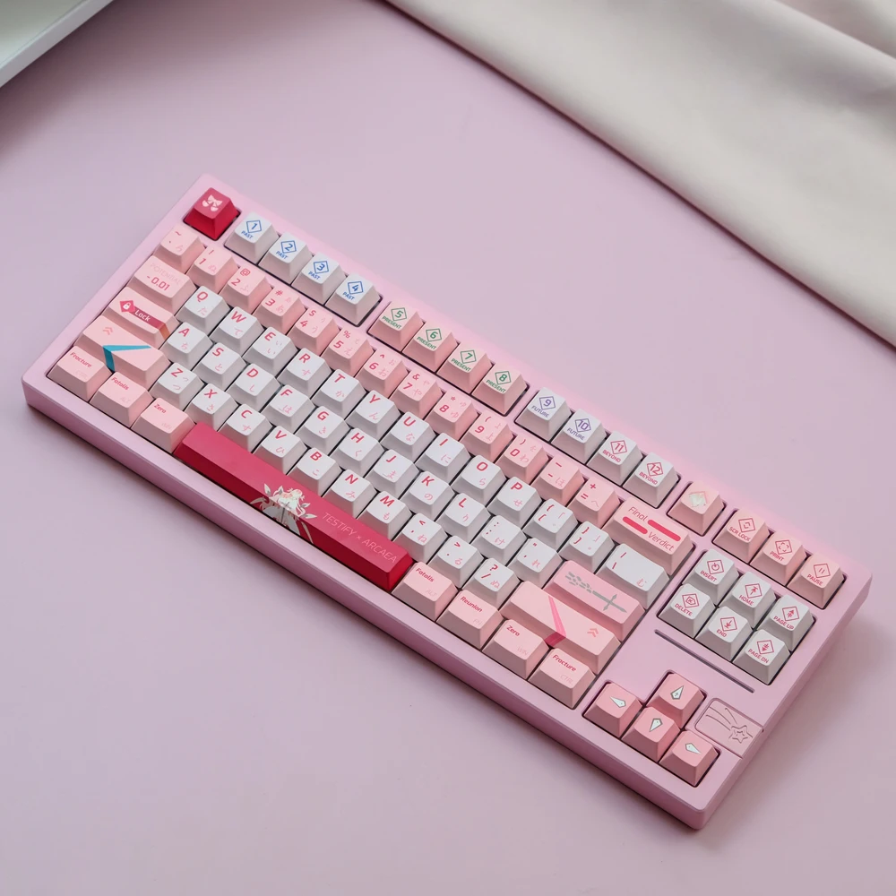 Arcaea rosa Keycaps, Cherry Perfil Keycap, Sublimação Dye, Teclado Mecânico MX, PBT, 1 Set