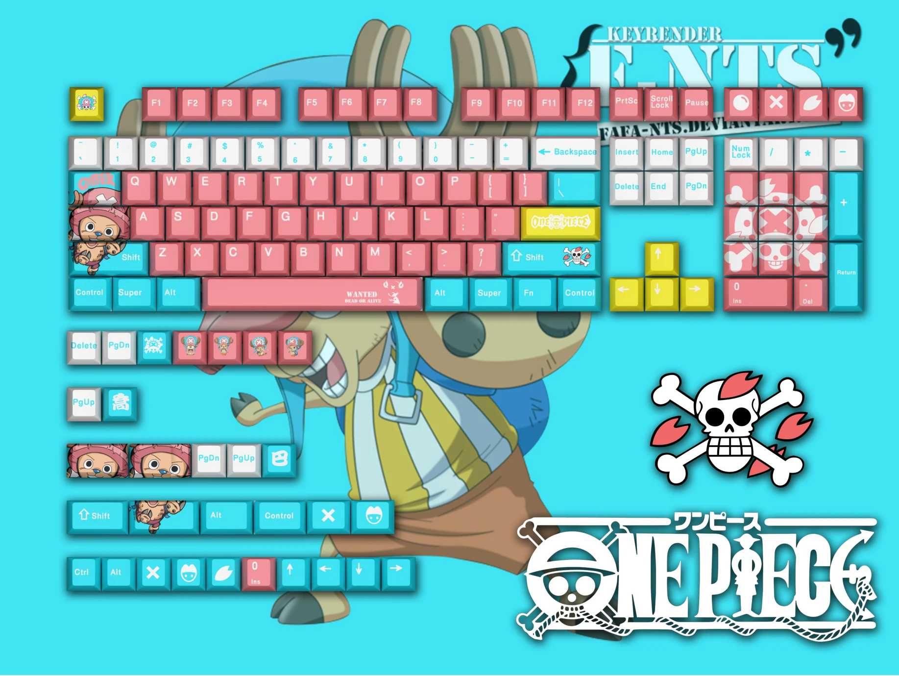 One Piece tampa de teclado mecânico, perfil cereja, material PBT, compatível com 108, 68, 87, 98 teclas