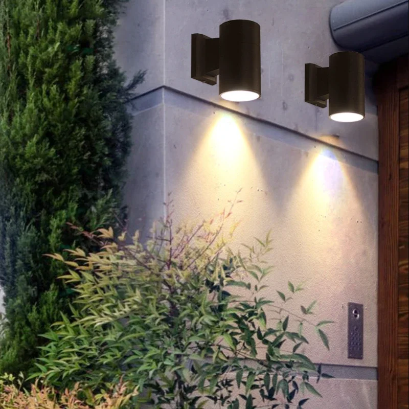 Waterproof Outdoor Wall Lamp COB Porch Light with Aluminum Round Shape Single Head Wall Light for Hotel Villa Club