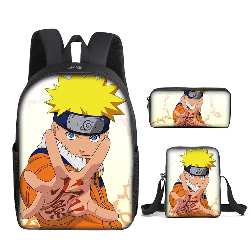 Naruto Backpack Akatsuki Anime Cartoon Shoulder Bags with Pencil Case Casual Canvas Travel Bag Primary Schoolbag Mochila Gift