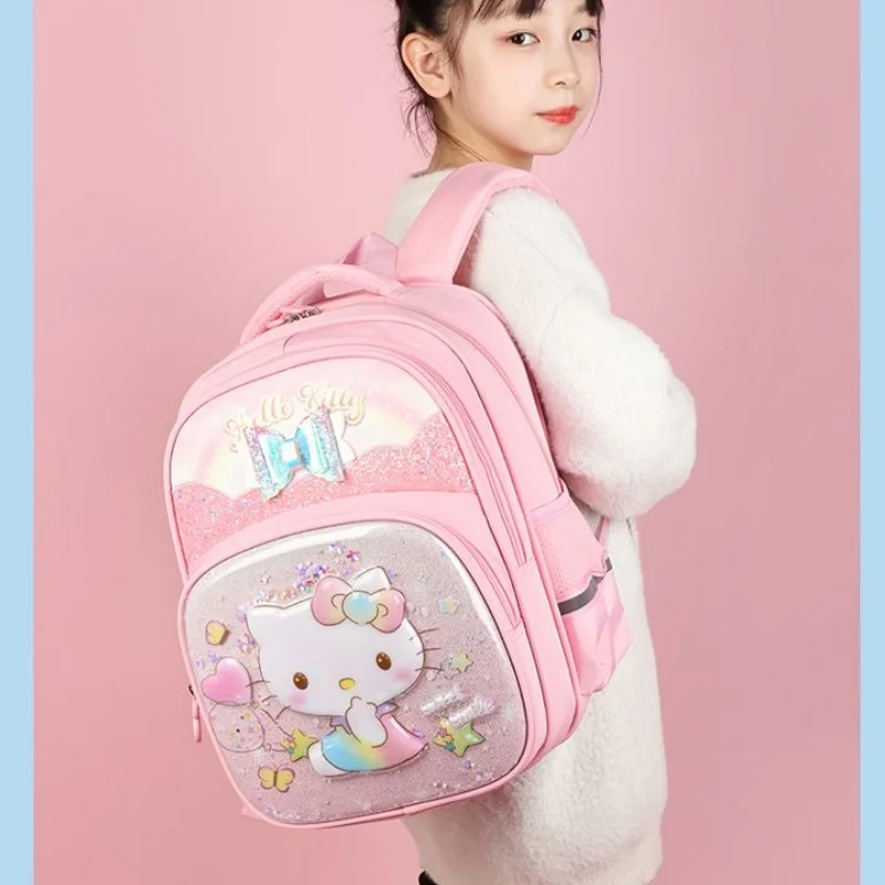 Hot Sale Sanrio Shoulder School Bag Pupils Girl Grade 1-4 Child Cinnamoroll Hello Kitty Melody Kuromi Cartoon Bag Girls Gifts