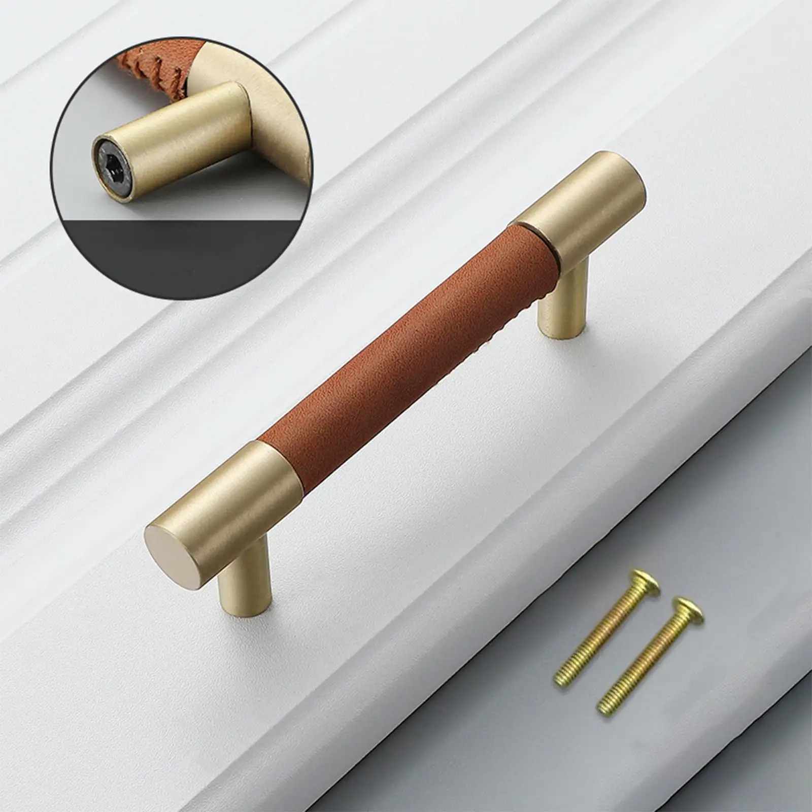 Kitchen Cabinet Handles Brass Solid T-Bar Door Handle Modern Gold Copper