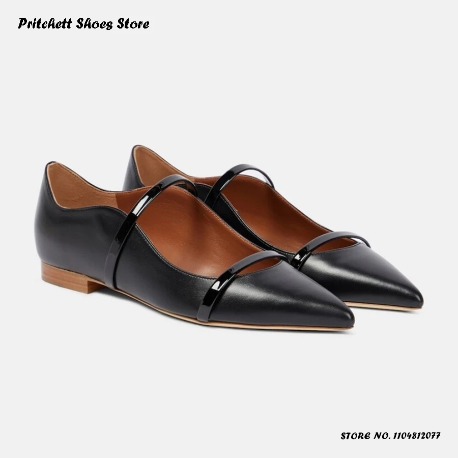 Sapatilhas femininas de couro com alças duplas, bico fino, salto quadrado, sapatos casuais, primavera verão, roupas diárias, bombas de salto baixo