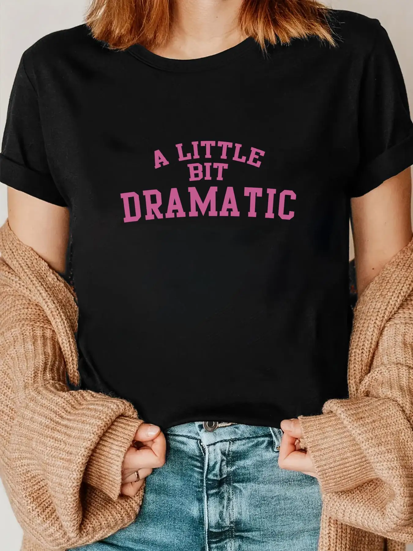 Y2K A Little Bit Dramatic Women'S Top T-ShirtWomen's Basic T Shirt Crew Neck Short Sleeve Casual Fashion Tops