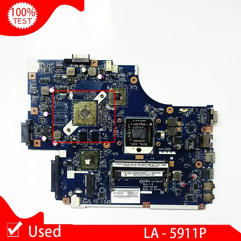 Used  LA-5911P FOR Acer 5551 5551G 5552 5552G Laptop Motherboard MBWVE02001 MB.WVE02.001 MBPTQ02001