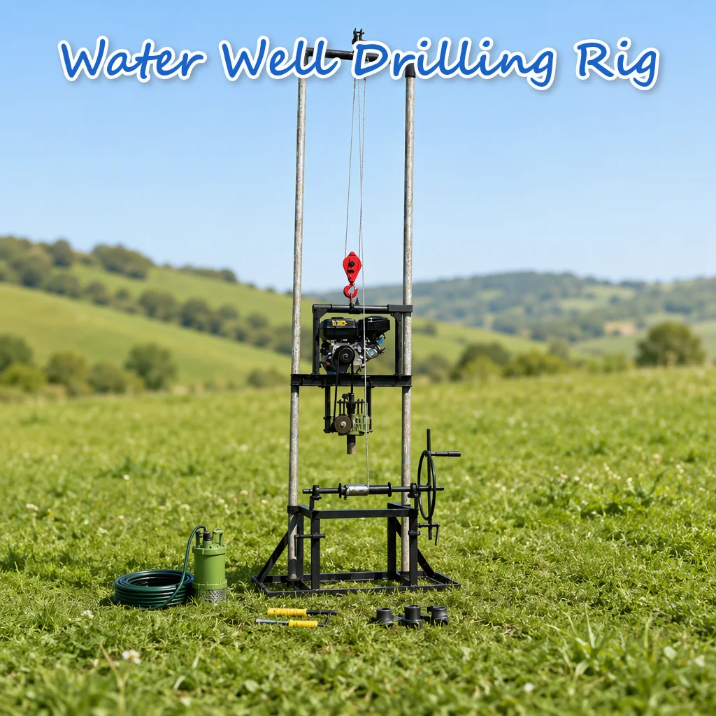Customized Deep Water Well Drilling Rig Frame Structure Type Small Sized 80m Capacity Petrol Diesel Hybrid Power