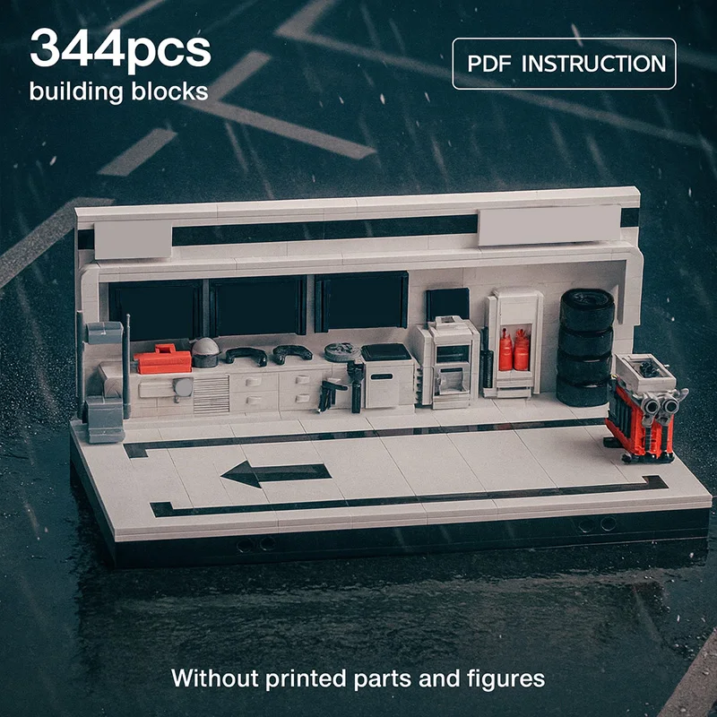 APX GP Pit House Show Base Monitoring Station Building Block Creative DIY Assembly Collection Toys Gfit MOC Bricks Model