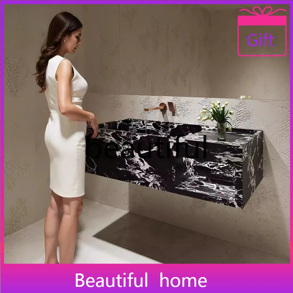 اليشم الأزرق حافة ضيقة بالوعة عميقة ضوء الرخام الفاخرة لوح الصخور غسل اليد مغسلة الحمام خزانة حمام