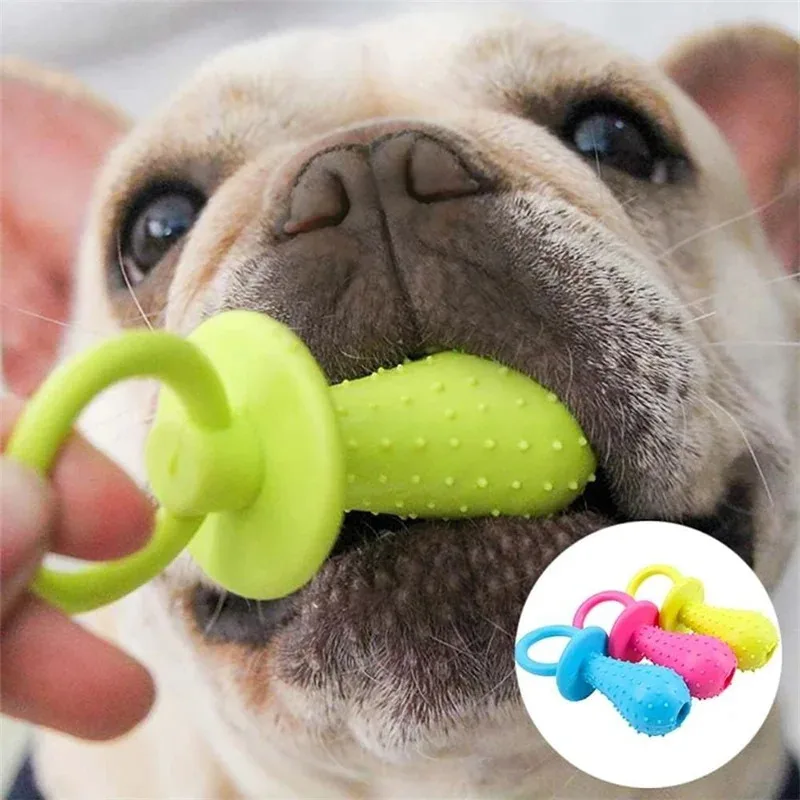 

Interactive Dog Chew Toys for Teeth Cleaning Puppy Teething Rubber Pacifier Soother Toy Elastic Durable Pet Dental Chew Ball