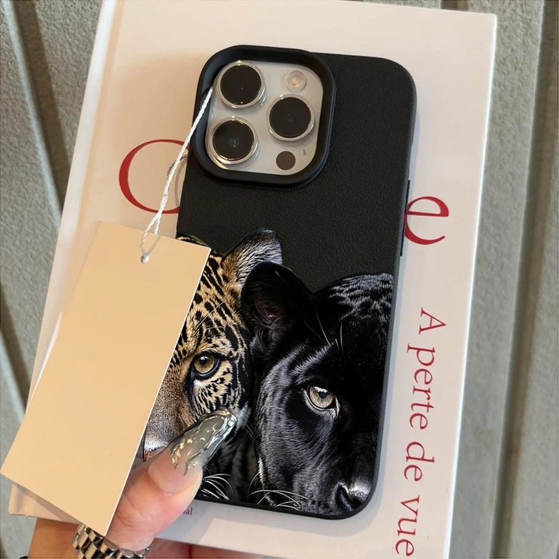 Cool Leopard Print Lichee leather pattern Phone Case For iPhone 17 16e 16 15 14 13 12 11 Air Pro Max Plus X XR Shockproof Cover