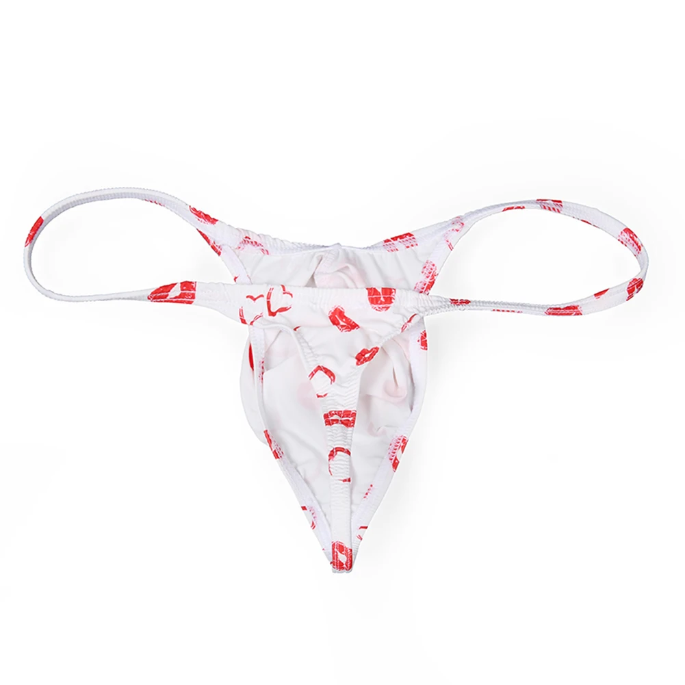

Sexy Men Briefs Lingerie Printed Thong Large Pouch Bikini Thin Strap Underwear Sports Skin Friendly Fashion G-Strings