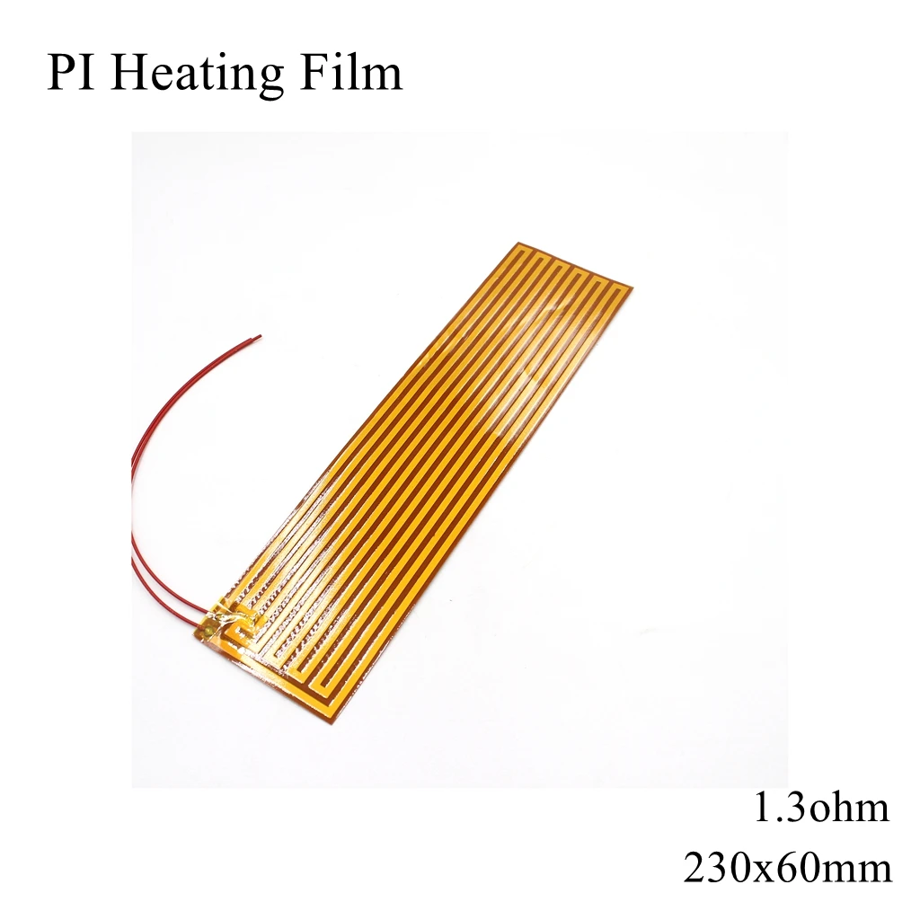 230x60mm 5V 12V 24V 110V 220V PI Heating Film Polyimide Adhesive Electric Heater Plate Panel Pad Mat Fuel Foil Oil Engine Tank