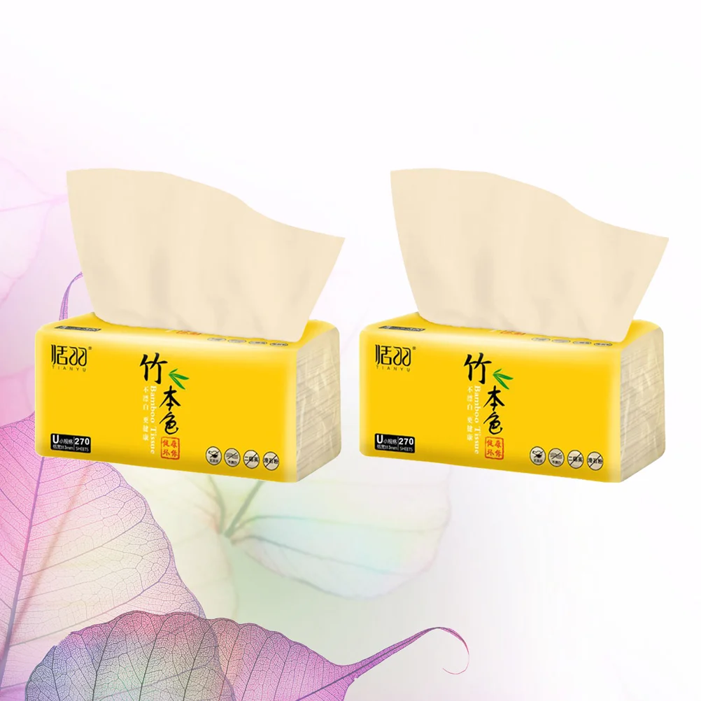 3 Bags of 810 Sheets Paper Extraction Flexible Napkin Bamboo Tissue Facial Cleaning Towel Disposable Dry and Wet Tissue Yellow (