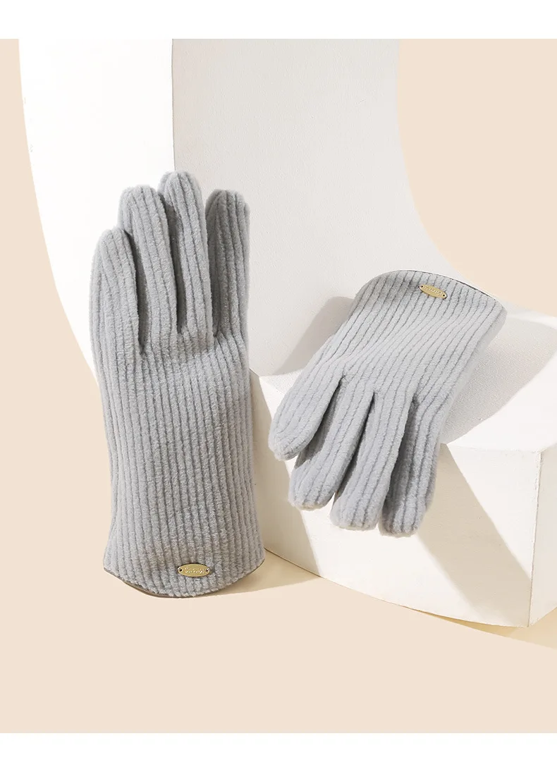 Gloves New Autumn Winter Women\'s Warm Plush Thickened Gentle and Elegant Outdoor Cycling Cold Proof Wholesale and Direct Sales