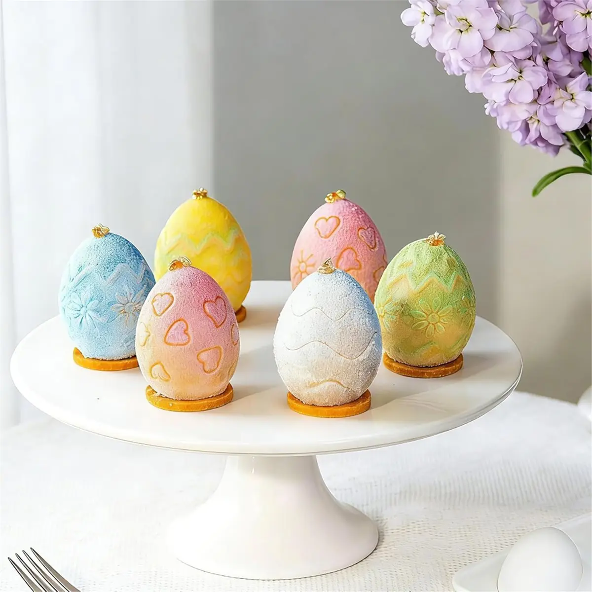 2Packs Silicone Easter Chocolate Molds 6-Cavity Egg-Shaped - Reusable Candy Mold for Mousse Cake, Chocolate, Pudding