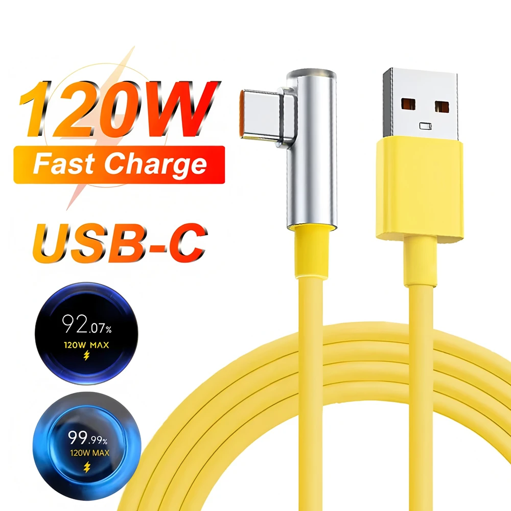 90 Degree Elbow 120W USB Cable For Xiaomi 12 13 14 15 17 Redmi Note 13 14 15 POCO F7 F8 X5 X6 X7 Pro Quick Charging Type C Cable