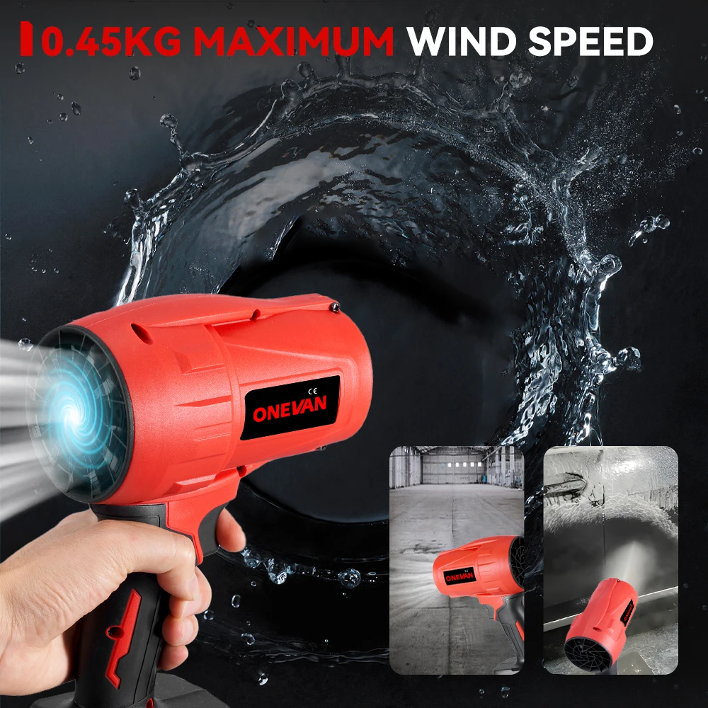 ONEVAN 1200W Electric Turbo Fan Blowers Handheld Violent Air Gun Jet Fan Snow Leaf Dust Blower Power Tool for Makita 18V Battery