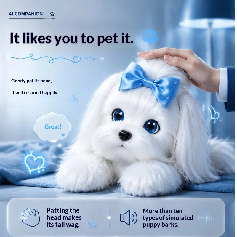 Juguete de Peluche Interactivo con IA, Perro Suave y Esponjoso, Compañero Emocional con Memoria de Conversación, Excelente Regalo para Estudiantes y Adultos