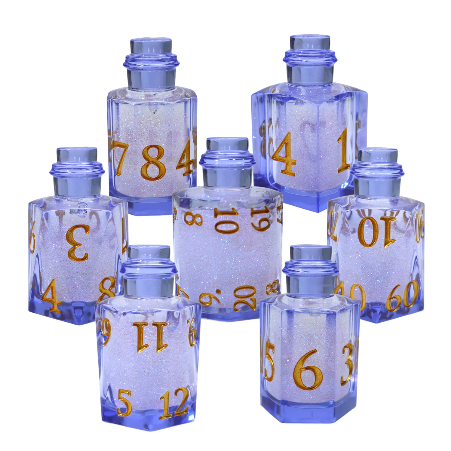 

Flask Shape with Shimmering Bottle Dice Set,7 Piece Polyhedral Resin DND RPG Dice for Dungeons and Dragons-Bottle8