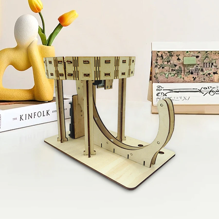 نموذج خشبي لتشغيل الرخام الميكانيكي من OUZEY، مجموعة أدوات السفينة الدوارة لتقوم بها بنفسك، هدية تحدي إبداعية لـ STEM للأطفال