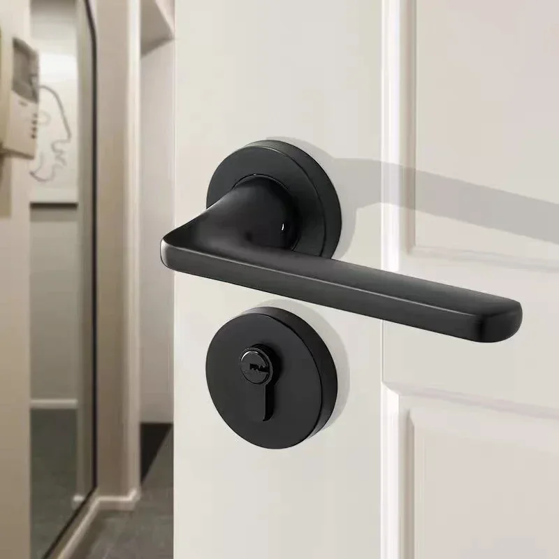 New Indoor Bedroom Door Lock Household Wooden Door Silent Split Lock Universal Black Gray 304 Stainless Steel Door Lock