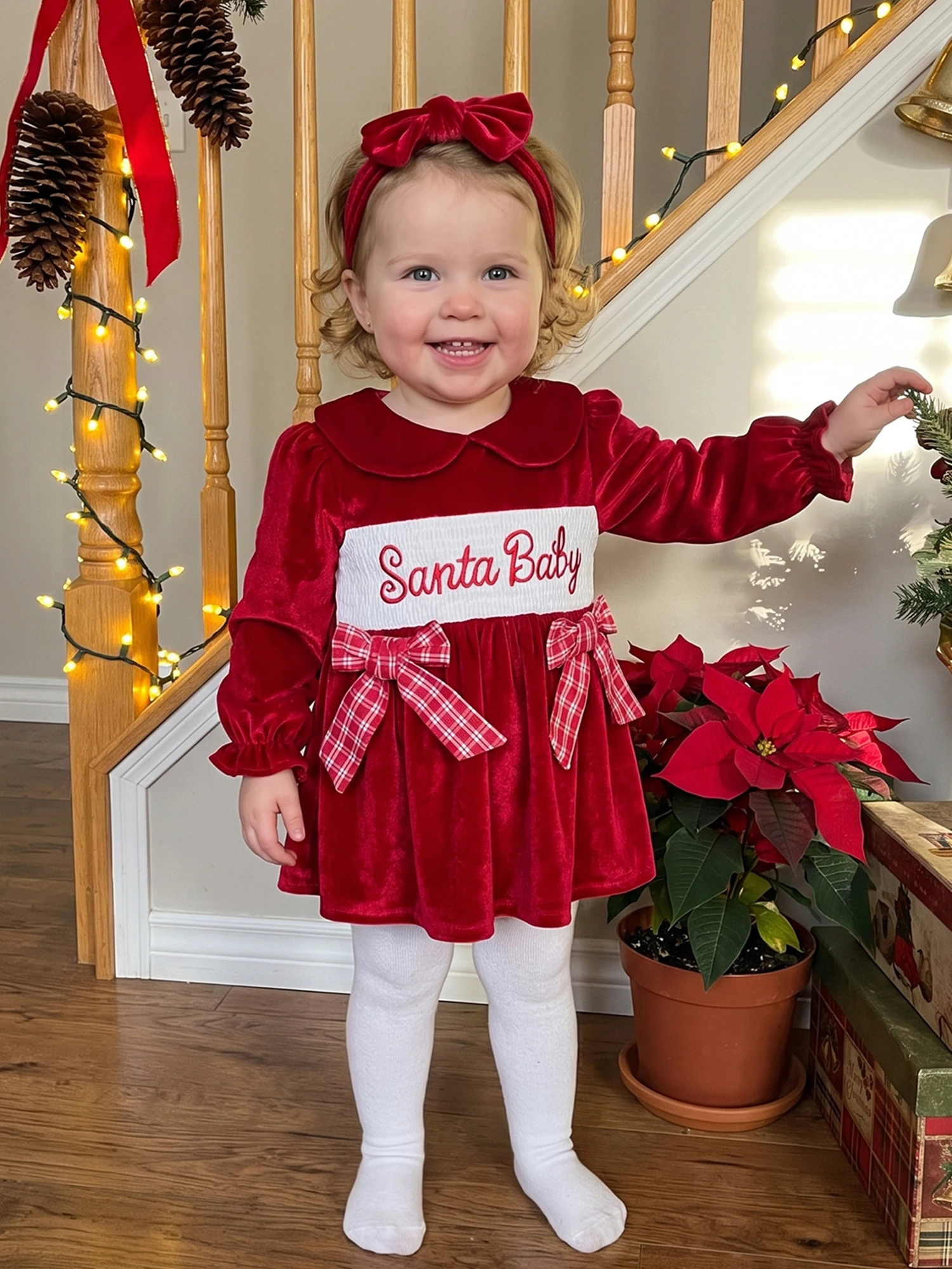 Girls Christmas Romper Outfit 5
