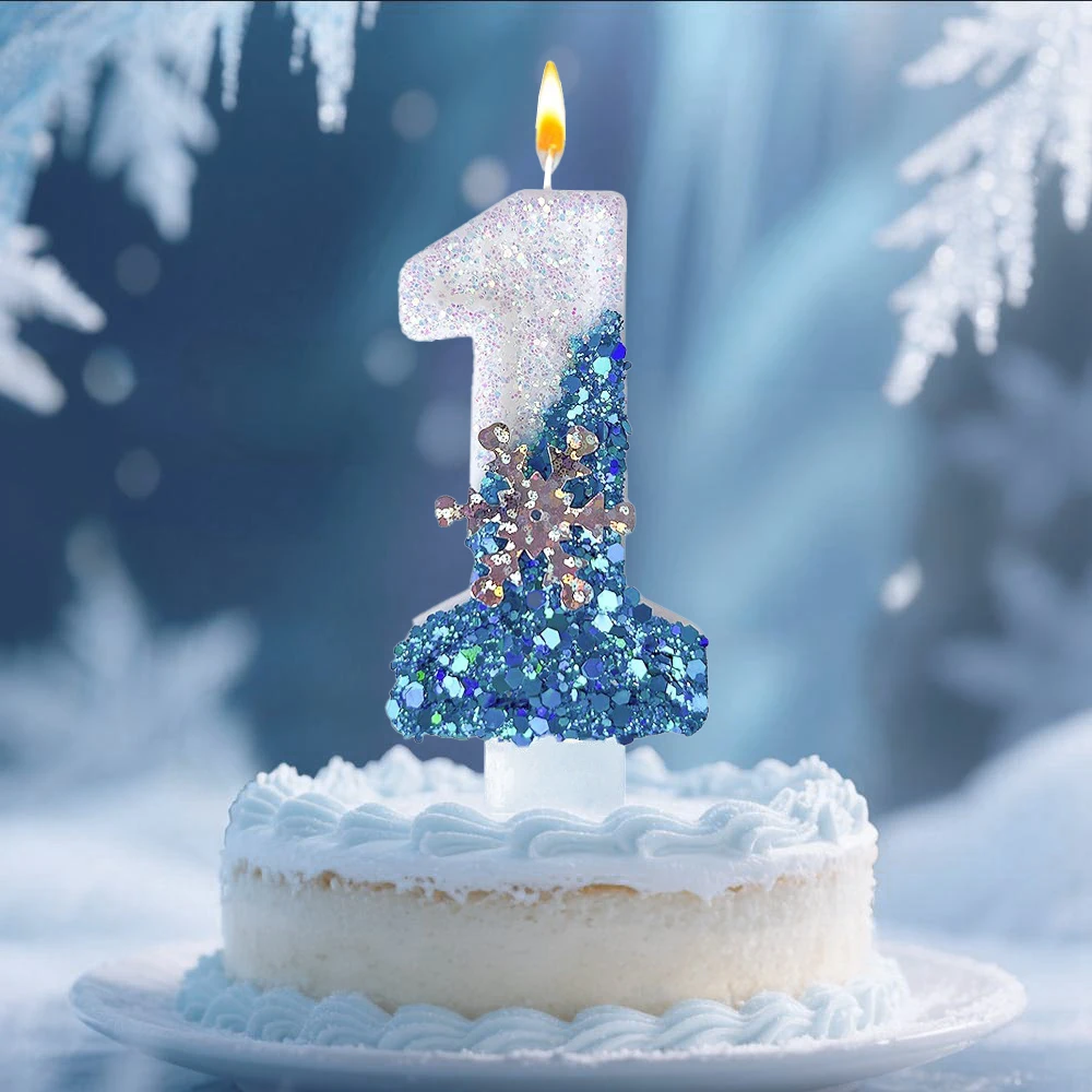 Snow Number Candles, Birthday Candles, Cake Decoration, Votive Candles for Birthdays,, New Year / Christmas /Party Decoration