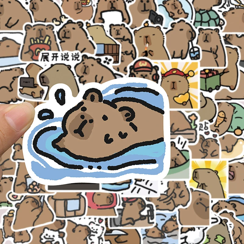 62Pcs Cute Stickers Capybara Water Bottle Notebook Sticker Laptop Car Motorcycle Aesthetic Decals Skates Phone Case