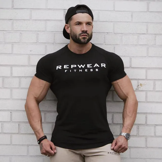 Koszulka męska z krótkim rękawem dla mężczyzn Kulturystyka Trening Siłownia Casual Muscle Tee