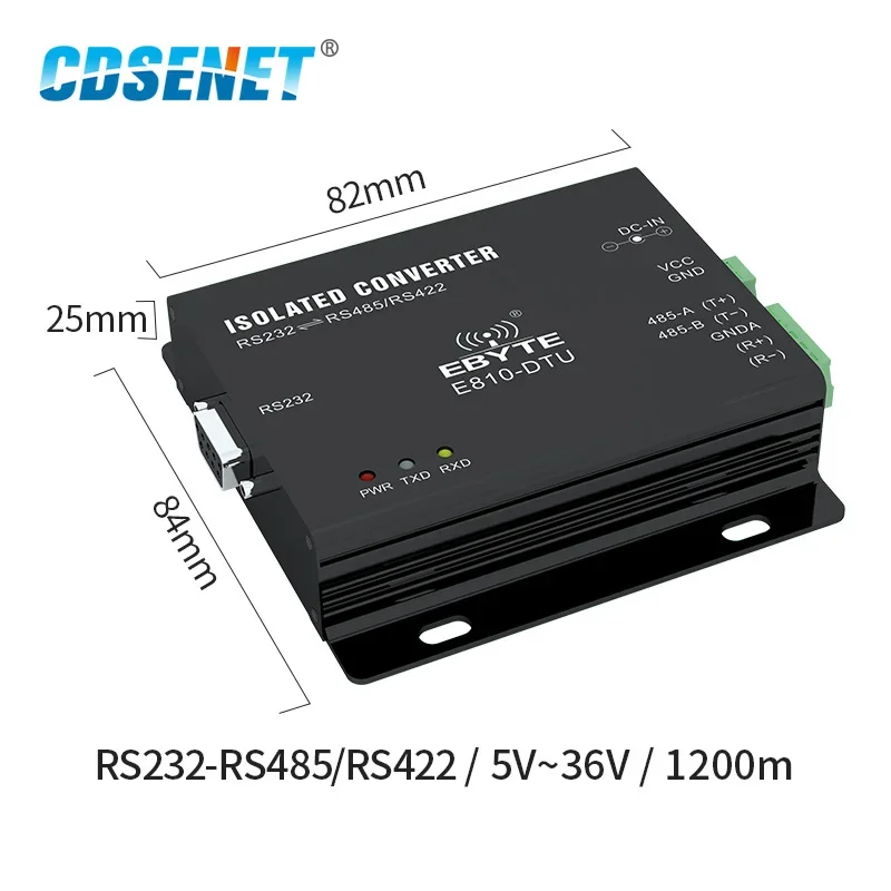 RS232 to RS485/RS422  Isolated Bidirectional Converter 1.2km RS485 5m RS232 CDENET E810-DTU(RS) Industrial Modbus Modem