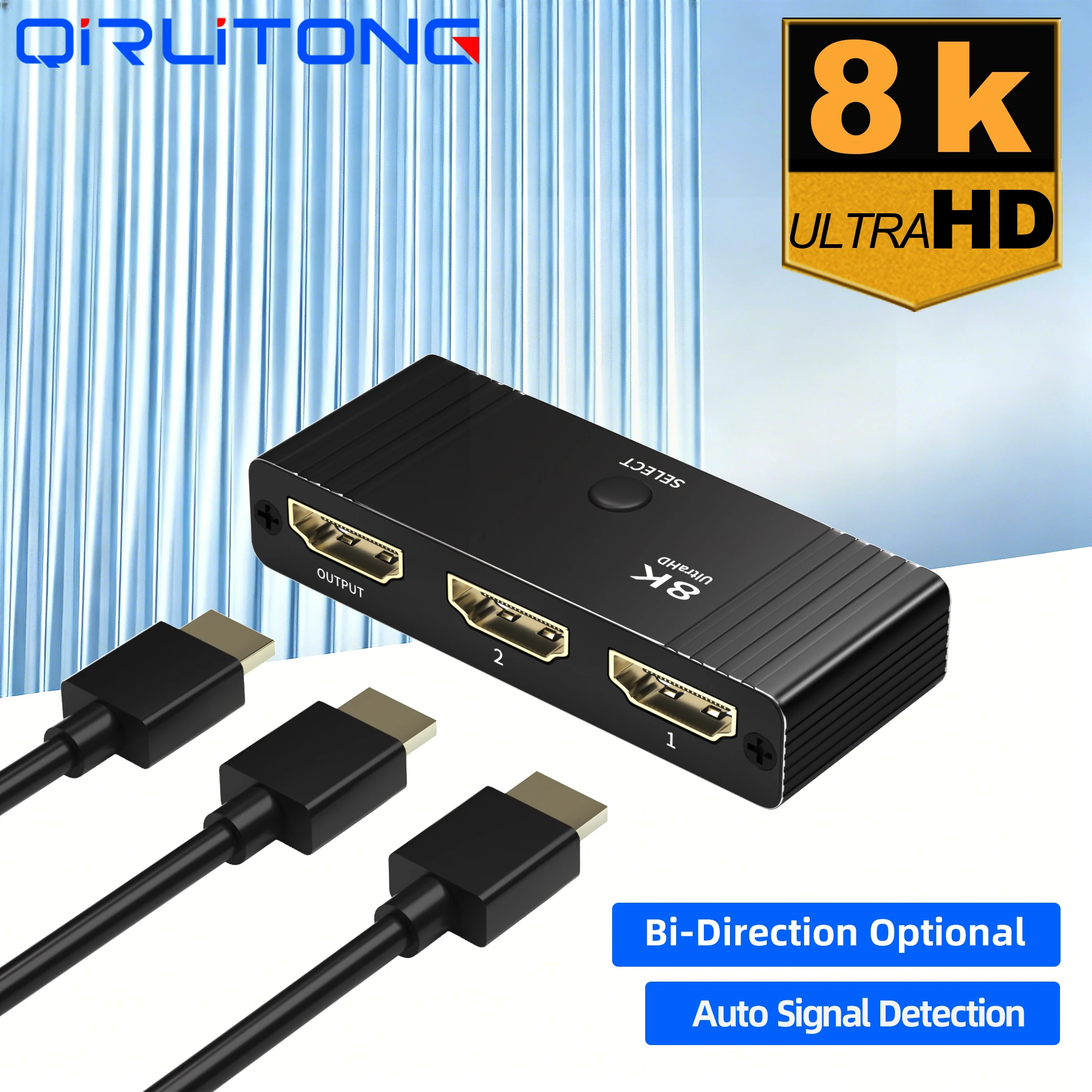 8K HDMI 2x1 1x2 Bi-Directional Switcher 2 in 1 out/ 1 in 2 out Switcher Dual Switching 8K60Hz/ 4K120Hz/ 2K@144Hz/ 1080P240Hz