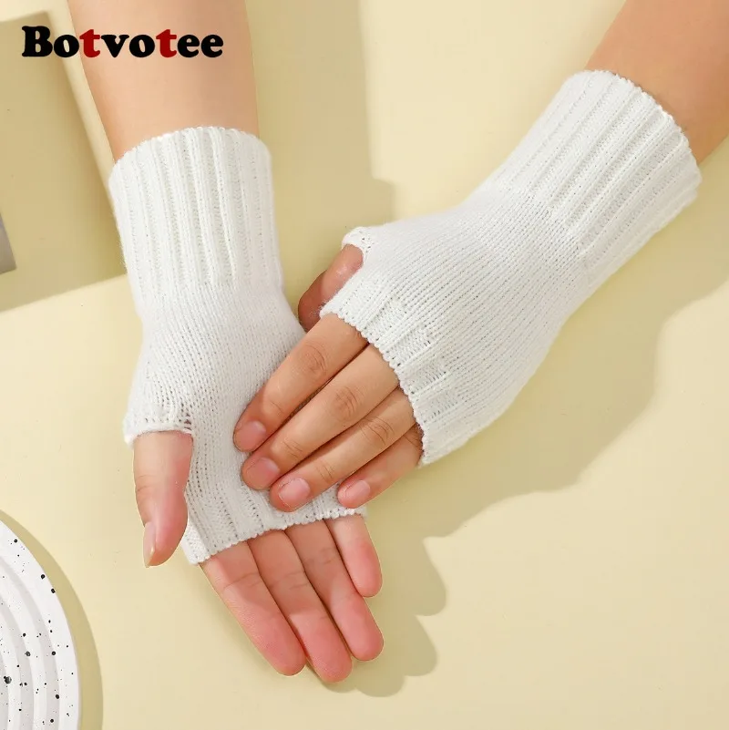 Botvotee Y2k اكسسوارات الأكمام للنساء مدفئات للذراع شحن مجاني الباردة المقاومة شتاء دافئ متماسكة الأكمام أصابع قفازات