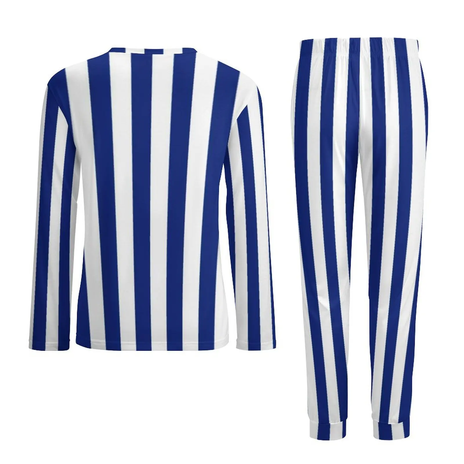 Pigiama di Design nautico autunno verticale blu Navy Stripes Night Sleepwear uomo 2 pezzi Graphic maniche lunghe set pigiama Oversize