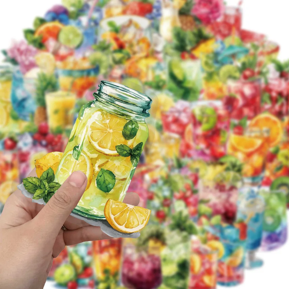 50 Pcs Creative Summer Drink PET Clear Material Stickers For DIY Scrapbooking Decorative Personality Stickers