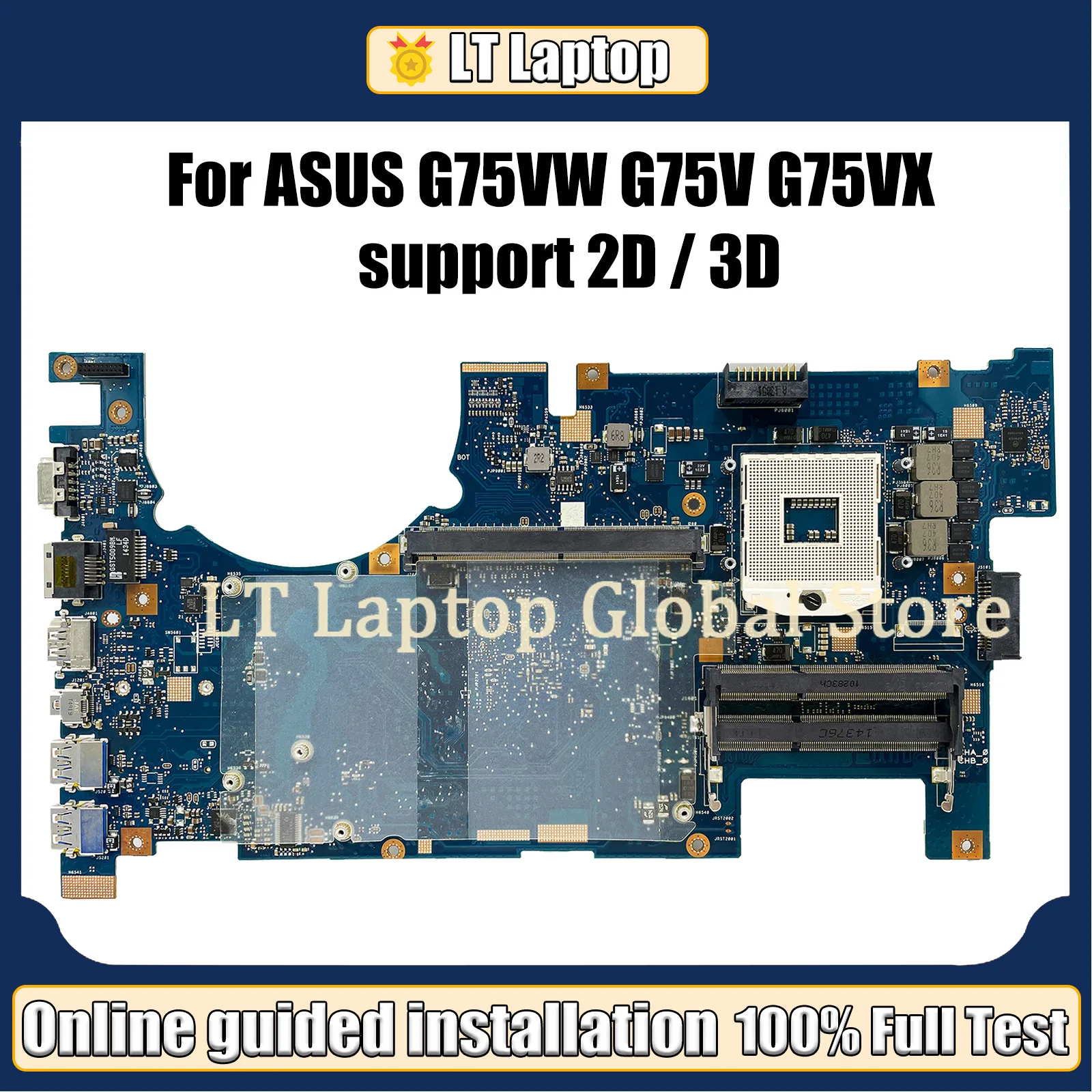 Lt g75vw mainboard für asus g75vw g75v g75vx unterstützung 2d 3d stecker 4 speichers teck platz ddr3 hm65 laptop motherboard