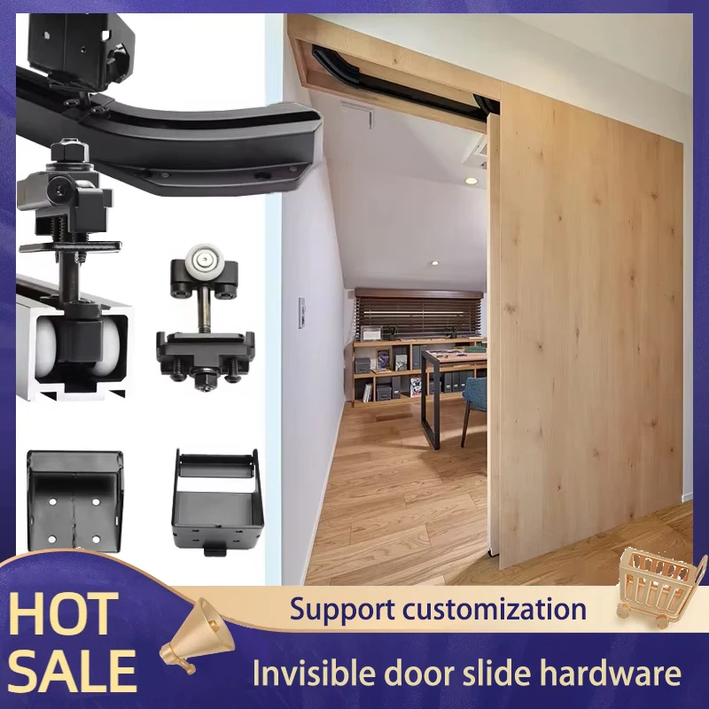 Track Sliding Invisible Door Internal Push Bus Door Cloakroom Bedroom Bathroom Rail Sliding Door Slide Rail Hardware Accessories