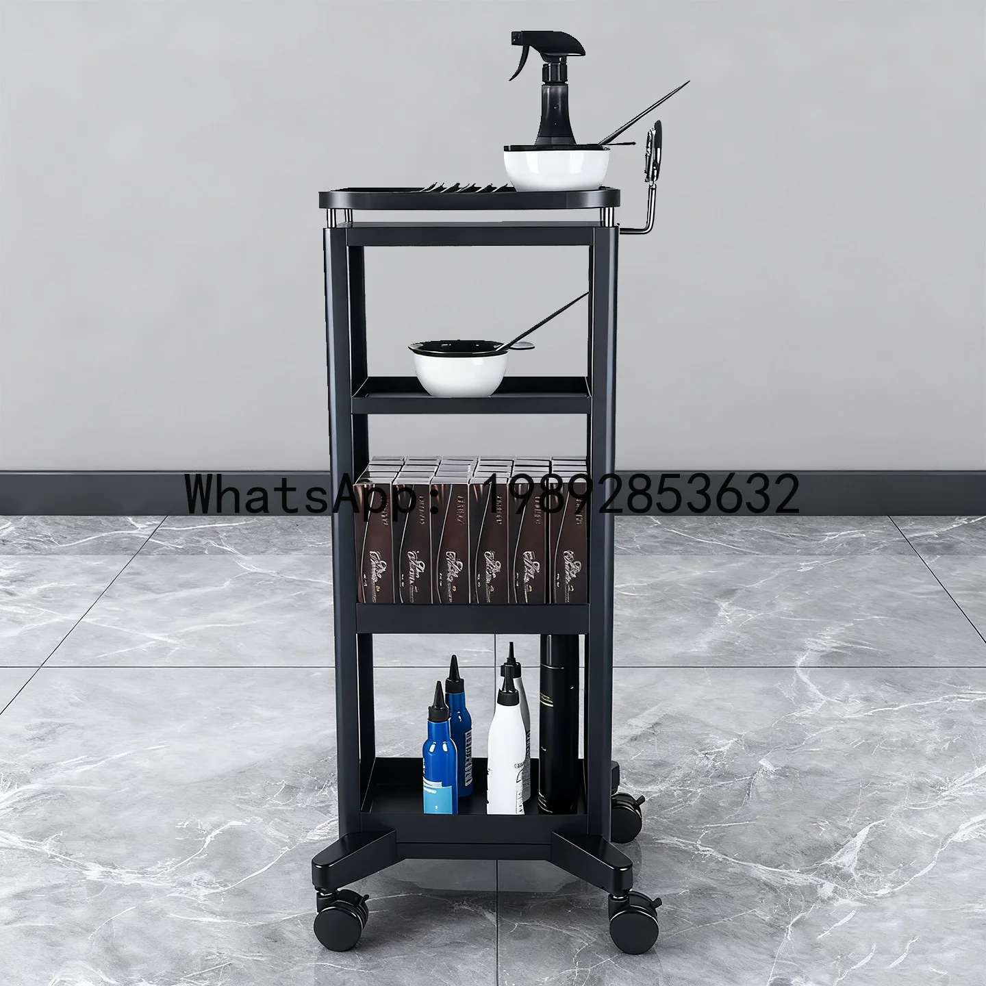 CZ Beauty Salon Storage Trolley Hair Salon Perm and Dye Tool Cart Hair Salon Hand Pull Bar Multi-Functional Tool Cabinet