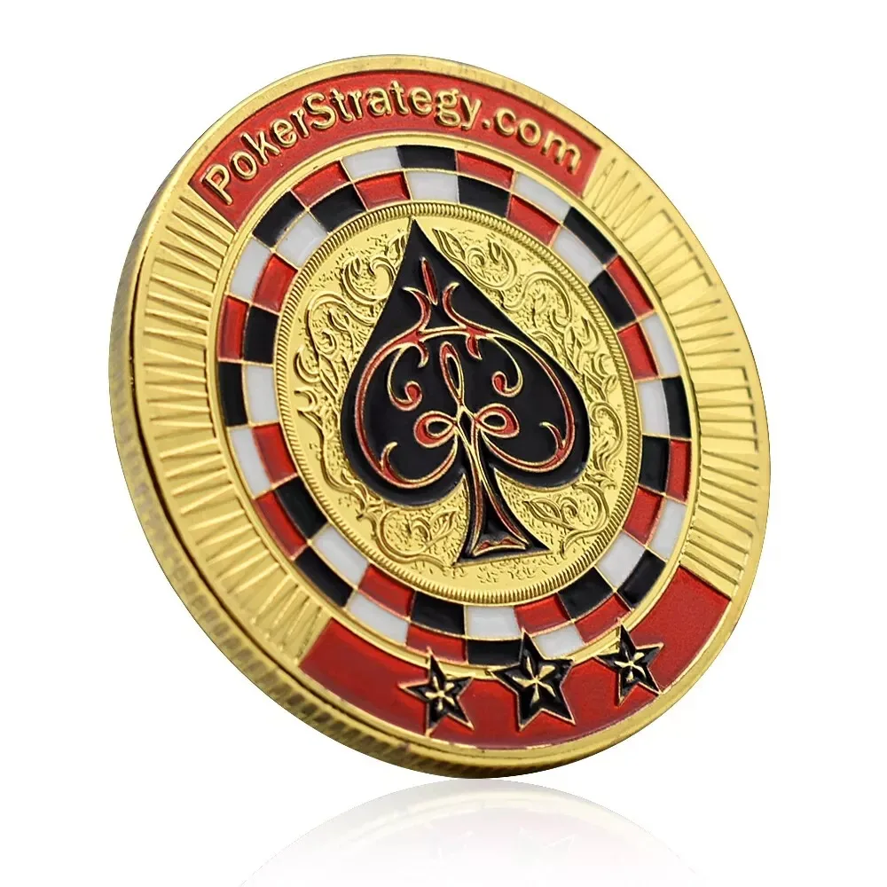 1pcs Texas Playing Cards Spades Medallion Lucky Badge Gold Lucky Commemorative Coin Holiday Gift Entertainment Accessories