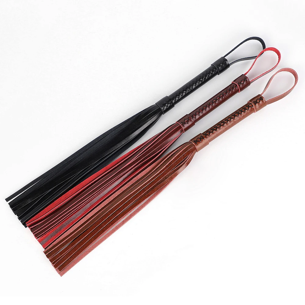 

57CM Real Leather Horse Whip Equestrian Crop Training Tool Submissive Spank Paddle Beat for Riding Horse