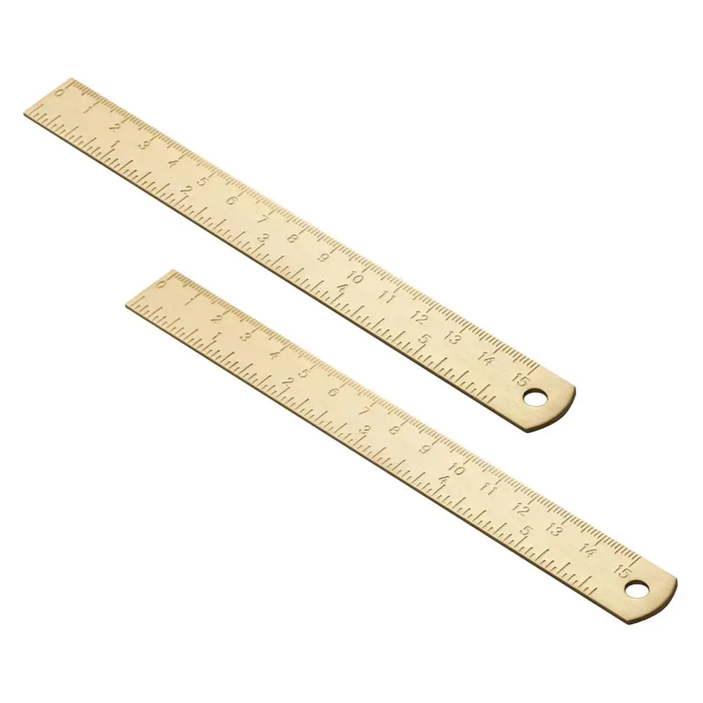 2 Pcs Brass Ruler Bookmark Household Drawing Rulers Mini Vintage Multipurpose Planner