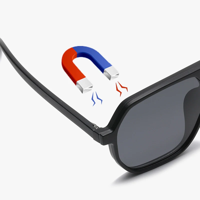 VCKA Big Frame Polarized Myopia Sunglasses 6 in 1 Prescription Magnetic Clip Men Women Glasses Custom Optical Eyewear -0.5 to-10
