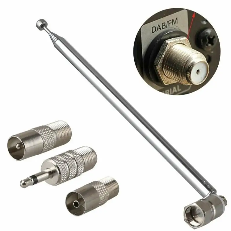 FM Radio Rod Antenna 5Pcs 3.5mm Adapter for AV Stereo Receiver Amplifier Easy to Install for Clear Audio Home Theater
